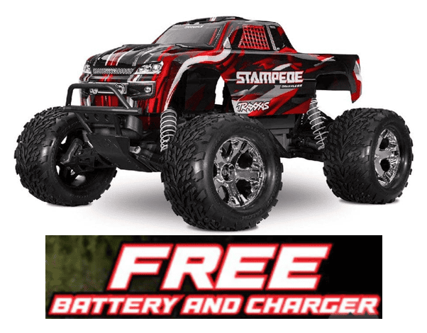 TRA36354-4RED Traxxas 1/10 Stampede 2WD BL-2S HD Clipless - Red**Free battery charger with the purchase of this truck. Please add TRA2827X and TRA2920 to your order  to get it free.** if you order from this promotion it is final sale