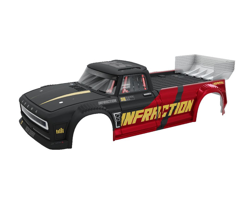 ARA-2645 Arrma INFRACTION 4X4 All Road 3S BLX Painted Body -Black/Red