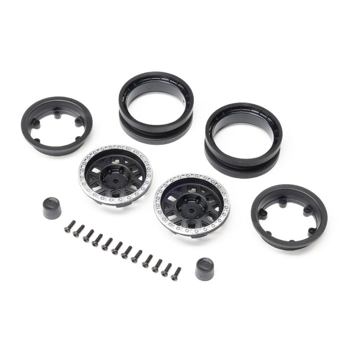 AXI-4522 Axial 1.9" KMC Mesa Beadlock Wheels (2) - Black & Silver
