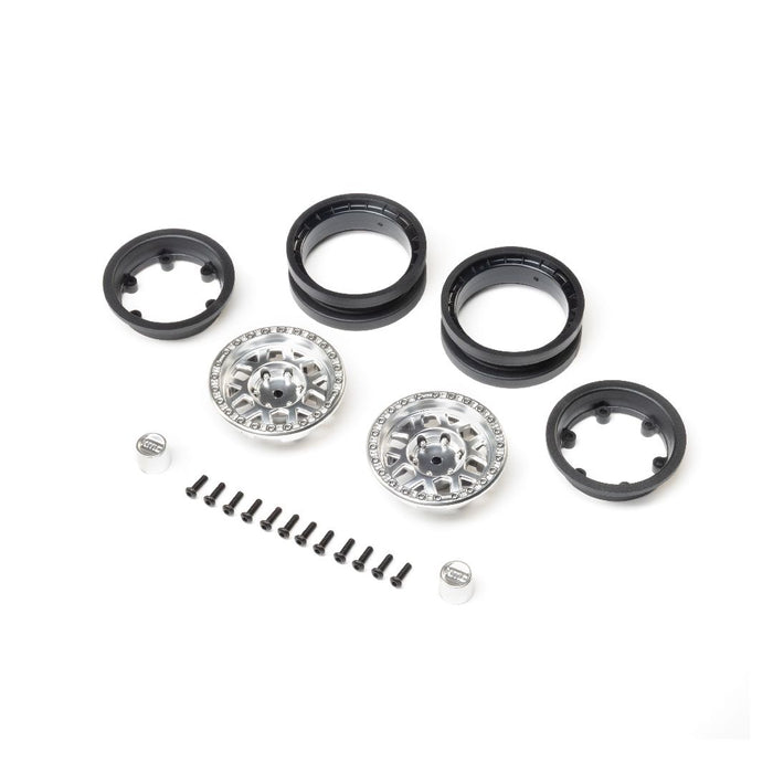 AXI-4524 Axial 1.9" KMC Mesa Beadlock Wheels (2) - Satin Chrome