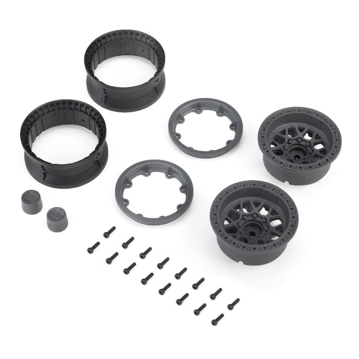 AXI-4688 Axial 1.9" KMC Grenede Beadlock Wheels (2) - Grey