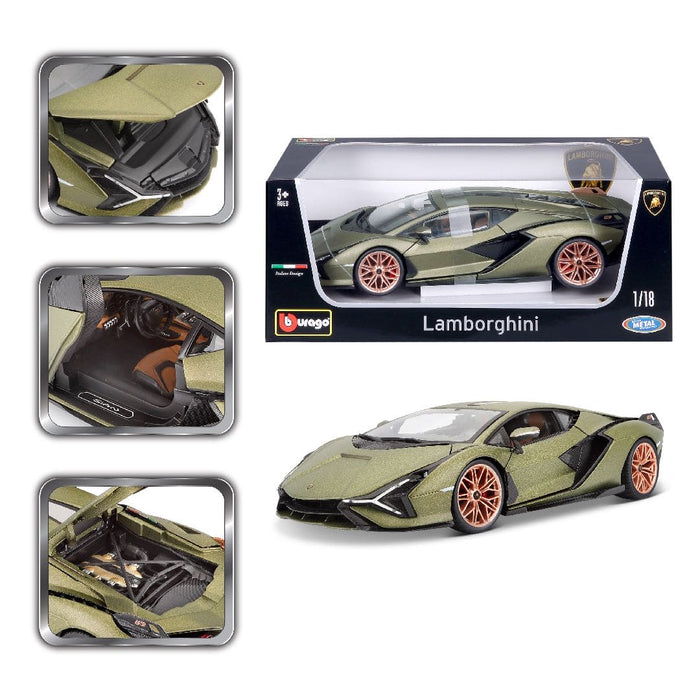 BUR18-11046 Bburago 1/18 Lamborghini Si?n FKP37 (Metallic Matte Green)