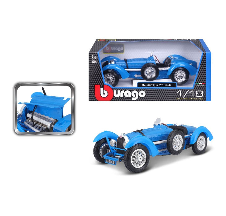 BUR18-12062 Bburago 1/18 Bugatti Type 59 (Blue)