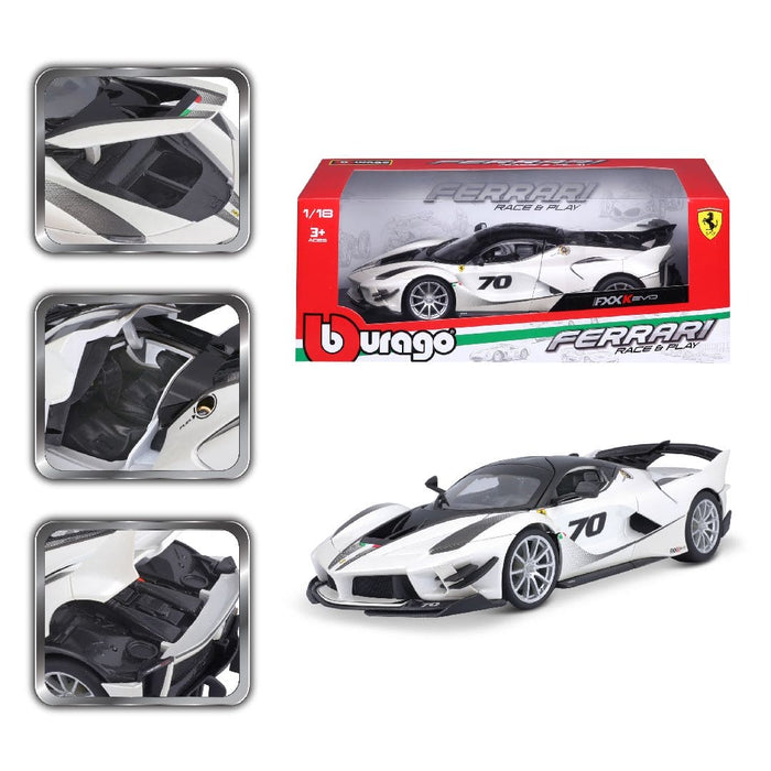BUR18-16012 Bburago 1/18 R&P Ferrari FXX K EVO (Pearl White #70)
