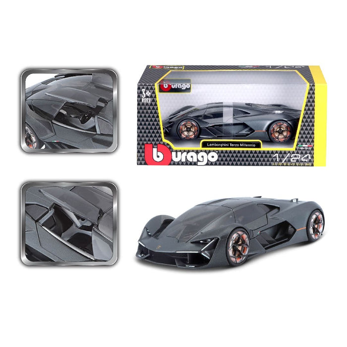 BUR18-21094 Bburago 1/24 Lamborghini Terzo Millenio (Metallic Grey)