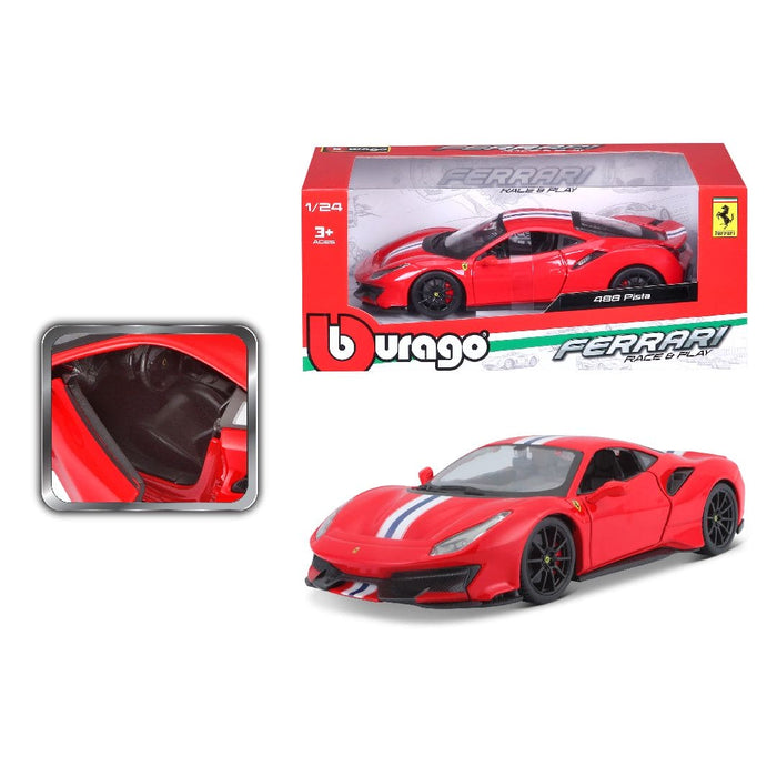 BUR18-26026 Bburago 1/24 R&P Ferrari 488 Pista (Red)