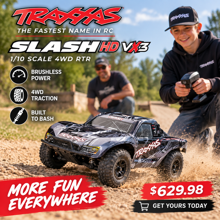 TRA68454-4BLACK Traxxas 1/10 Slash HD VX3 4WD RTR - Green *YOU will need this to run this truck # tra2970-3S