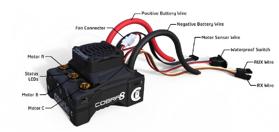 CAS010-0172-00 Castle Creations Cobra 8 ESC, 25.2V ESC