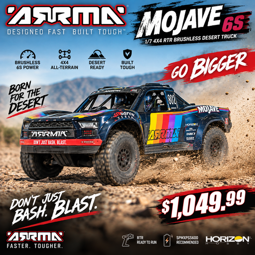 ARA7604V3T1 1/7 MOJAVE 6S 4X4 RTR Brushless Desert Truck , Blue *YOU will need this to run this truck # SPMXPSS600