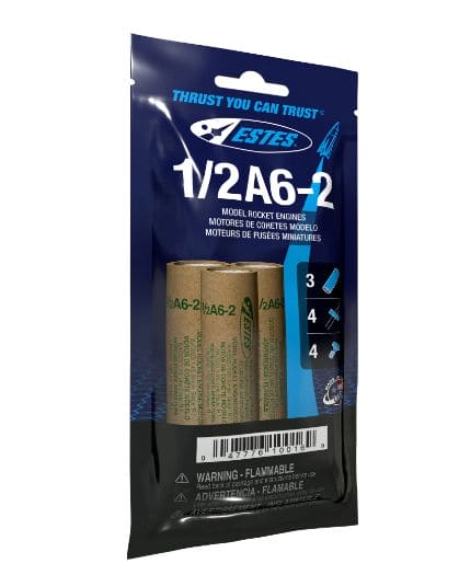 EST10016 Estes Rockets 1/2A6-2 (3 ea) - Bagged