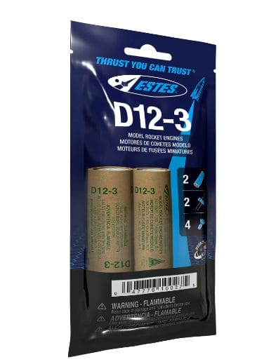 EST10027 Estes Rockets D12-3 (2 ea) - Bagged