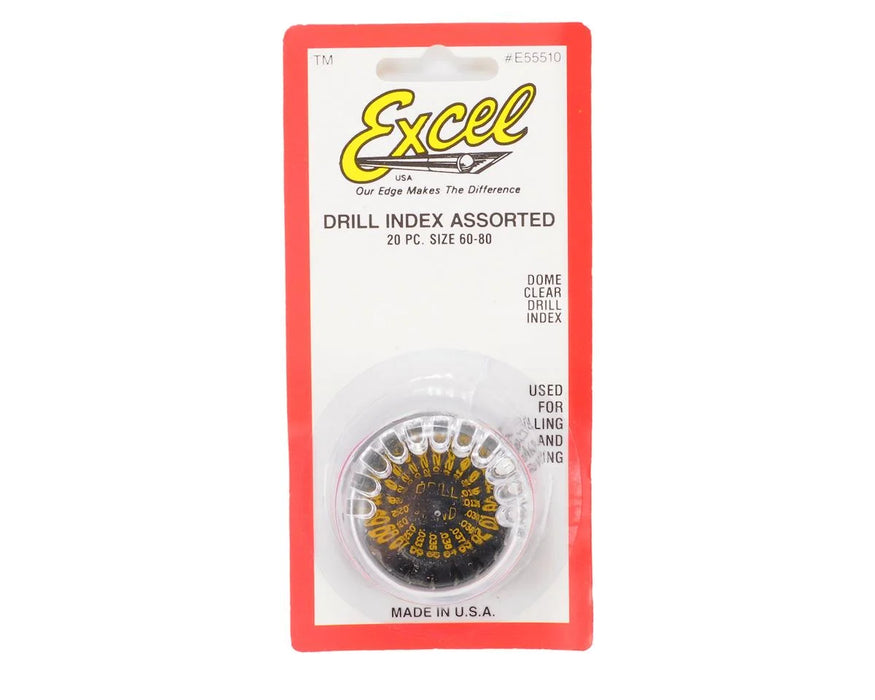 EXL55510 Excel Drill Bit Assorted, #61-80 (20), Plastic Stand