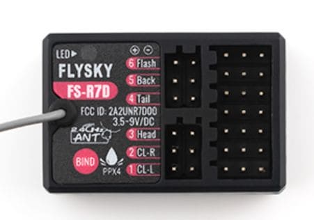 FLYFS-R7D Flysky 2.4Ghz 7 Ch. Receiver w/ ANT (2 way, external antenna)