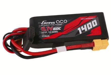GEA143S60X6GT Gens Ace G-Tech 1400mAh 3S 11.1V 60C LiPo XT60 Plug