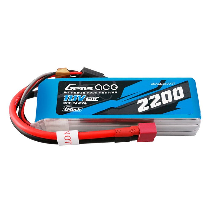 GEA223S60DGT Gens Ace G-Tech 2200mAh 3S1P 11.1V 60C Lipo With Deans Plug