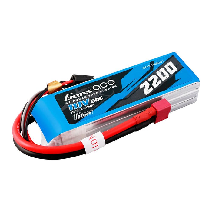 GEA223S60DGT Gens Ace G-Tech 2200mAh 3S1P 11.1V 60C Lipo With Deans Plug