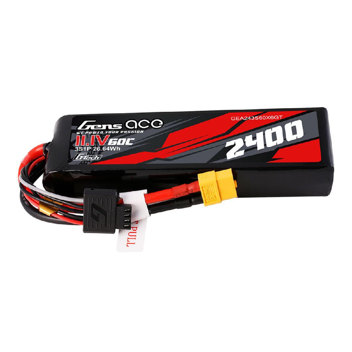 GEA243S60X6GT Gens ace 2400mAh 3S1P 60C 11.1 V G-Tech Lipo Battery Pack with XT60 Plug