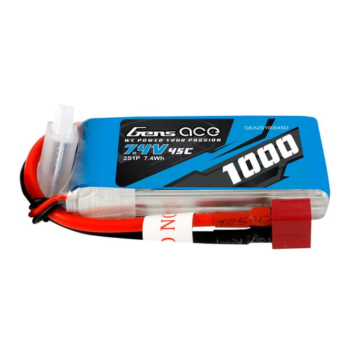 GEA2S100045D Gens Ace 1000mAh 2S 45C Lipo Battery Pack with Deans plug