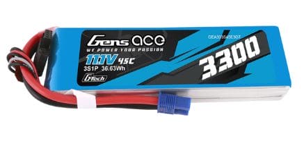 GEA333S45E3GT Gens Ace G-Tech 3300mAh 3S 11.1V 45C LiPo EC3 Plug