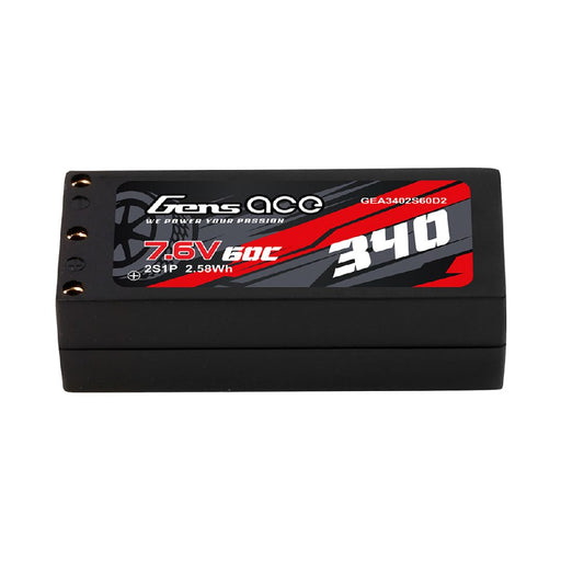 GEA3402S60D2 Gens Ace 340mAh 2S 7.6V 60C HV Lipo Battery with XT60 Plug