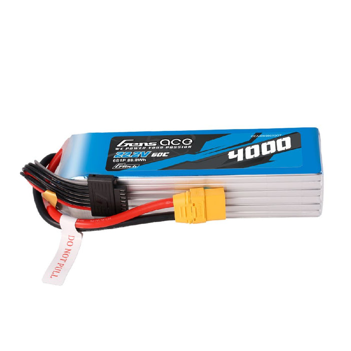 GEA406S60X9GT Gens Ace G-Tech 6S 4000mAh 60C 22.2V Lipo Battery with XT90