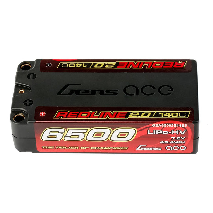 GEA65002S14S5 Gens Ace Redline 2.0 6500mAh 2S 140C 7.6V Shorty Lipo w/ 5.0mm b