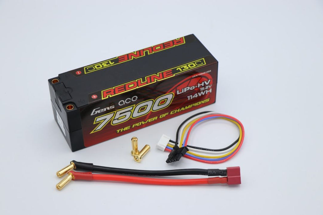 GEA75004S13D5 Gens Ace Redline 7500mAh 4S1P HardCase 130C 15.2V Lipo HV 5mm