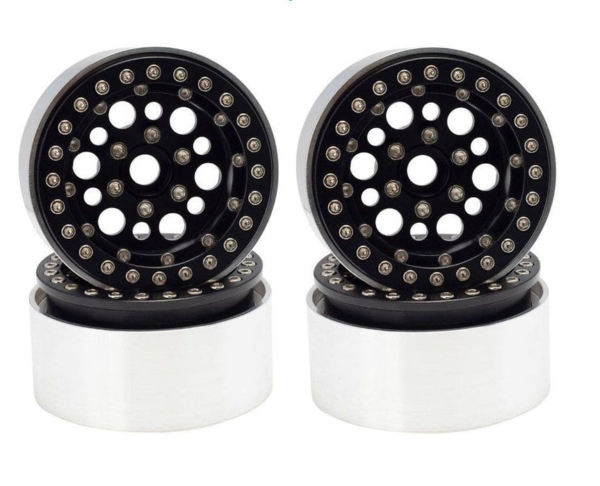 HDTCW03015A Hobby Details 1.9" AL Big-Small Round Beadlock Wheels - Black(4)