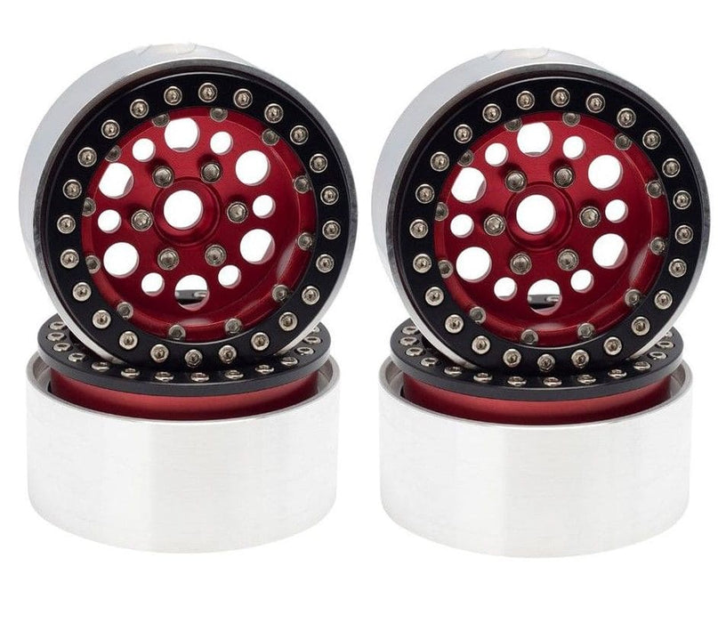 HDTCW03015B Hobby Details 1.9" AL Big-Small Round Beadlock Wheels - Red (4)