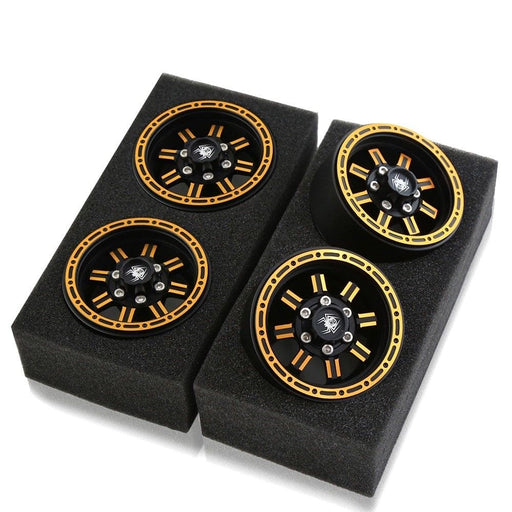 HDTCW03016A Hobby Details 1.9" AL Double Row Beadlock Wheels-Black/Gold (4)