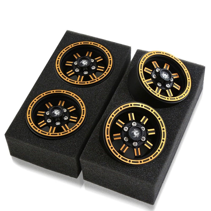 HDTCW03016A Hobby Details 1.9" AL Double Row Beadlock Wheels-Black/Gold (4)