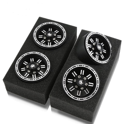 HDTCW03016B Hobby Details 1.9" AL Double Row Beadlock Wheels-Black/Silver(4)