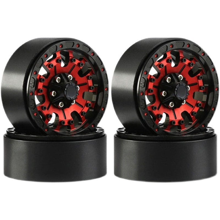HDTCW03017B Hobby Details 1.9" AL Quality-Anger Beadlock Wheels-Blk/Red(4)