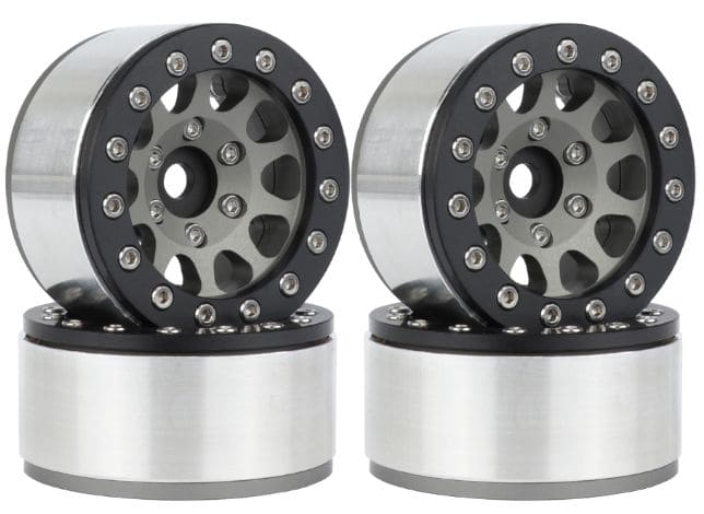 HDTCW03018C Hobby Details 1.55" Alum CNC BeadLock Wheels - Ti Black (4)