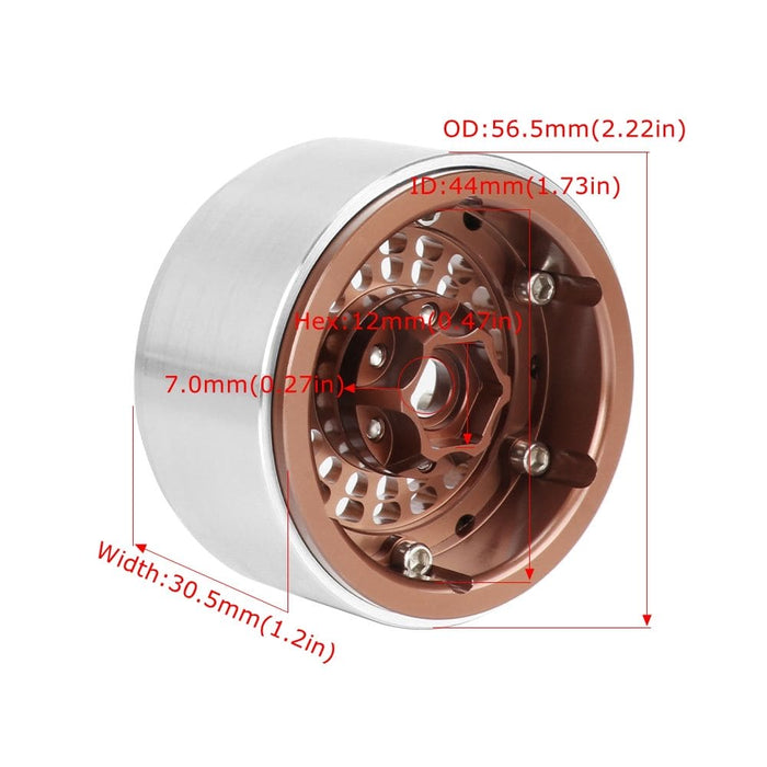 HDTCW03019C Hobby Details 1.9", 10mm offset, Alum Beadlock Whl Rim-Black(4)