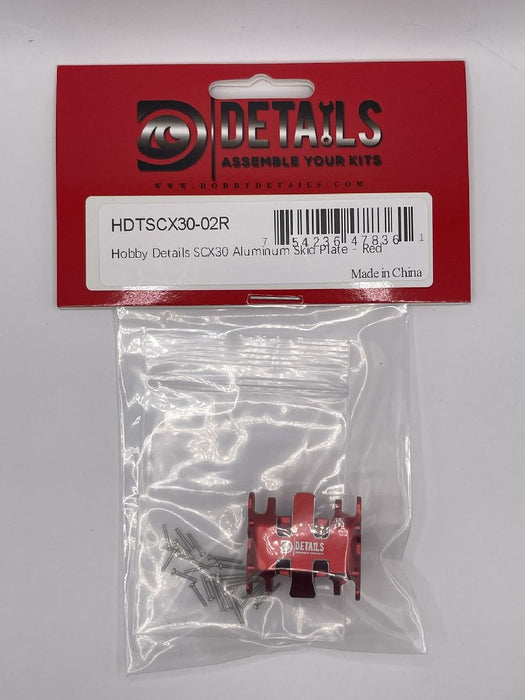 HDTSCX30-02R Hobby Details SCX30 Aluminum Skid Plate - Red