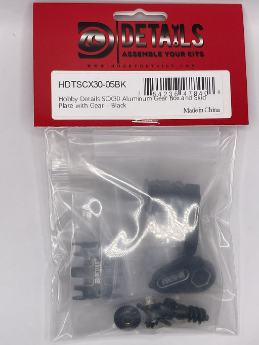 HDTSCX30-05BK Hobby Details SCX30 Aluminum GearBox & SkidPlate w/Gear - Black