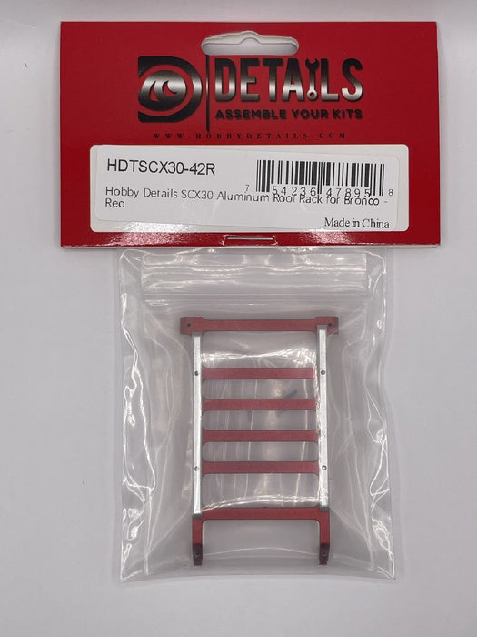 HDTSCX30-42R Hobby Details SCX30 Aluminum Roof Rack for Bronco - Red
