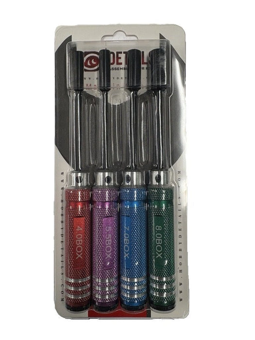 HDTT11022-3 Hobby Details Nut Drivers, Multi Coloured - 4.0, 5.5, 7.0, 8.0