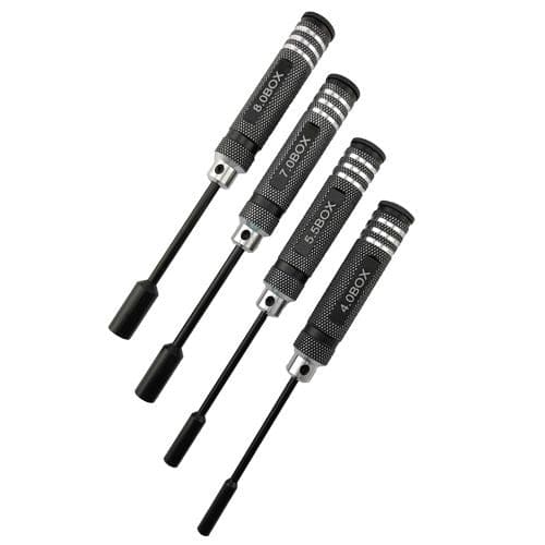 HDTT11022 Hobby Details Nut Drivers, Black, 4.0mm, 5.5mm, 7.0mm, 8.0mm (4)