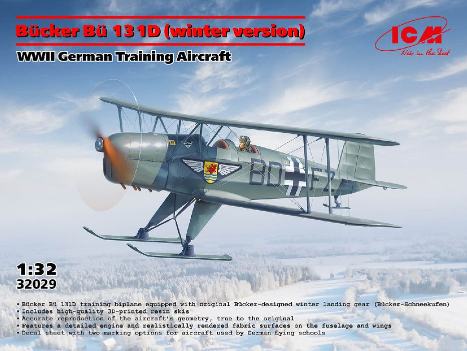 ICM32029 ICM 1/32 Bucker Bu 131D Winter WWII German Training Aircraft
