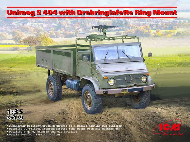 ICM35139 ICM 1/35 Unimog S 404 with Drehringlafette Ring Mount