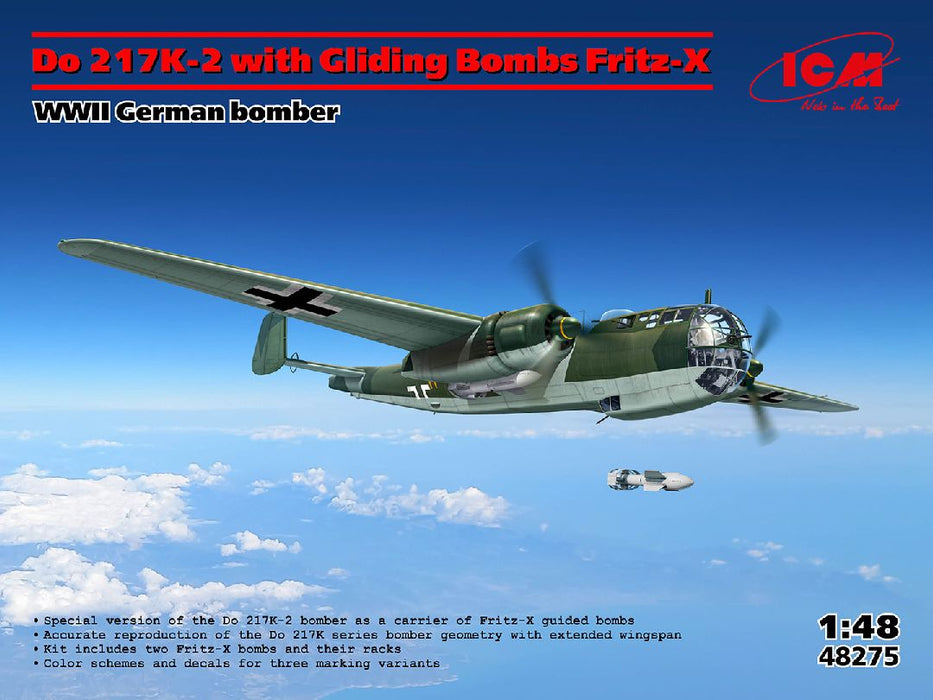 ICM48275 ICM 1/48 Do 217K-2 with Fritz-X, WWII German Bomber