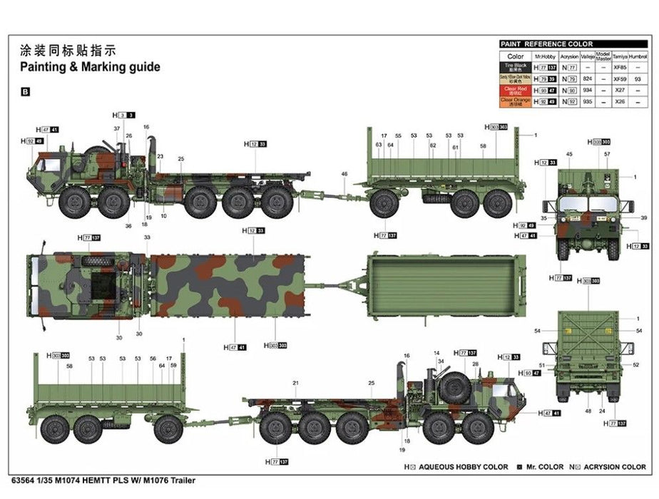 ILK63564 I Love Kit 1:35 M1074 HEMTT PLS W/ M1076 Trailer