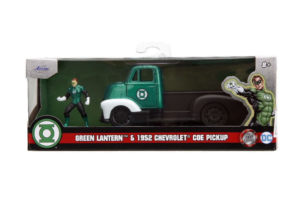 JAD33093 Jada 1/32 "Hollywood Rides" DC Comics 1952 Chevy COE Pickup w/Green Lantern