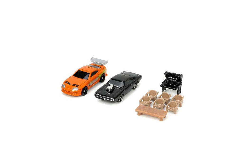 JAD33668 Jada Nano "Hollywood Rides" Diorama Dom's House Charger & Supra