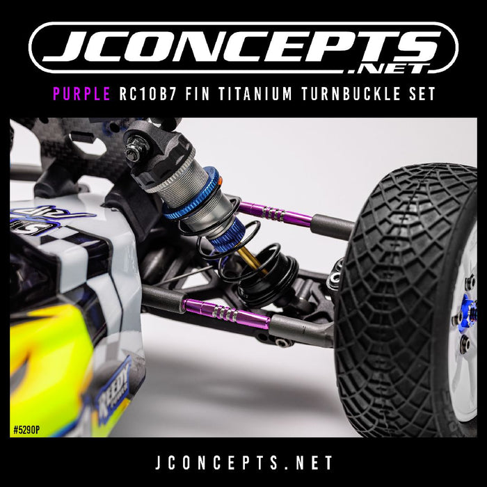 JCO5290P JConcepts - RC10B7 Fin Titanium turnbuckle set, 6pc - Purple
