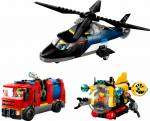 LEG60462 LEGO City Helicopter, Fire Truck & Submarine 874pcs