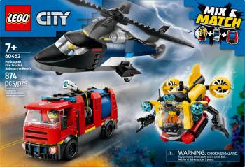LEG60462 LEGO City Helicopter, Fire Truck & Submarine 874pcs