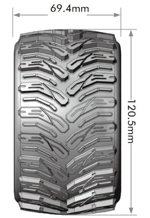 LOULT3226SX Louise R/C MT-Cyclone 2.8" Removable Hex Black Whls 4.7" OD(2)